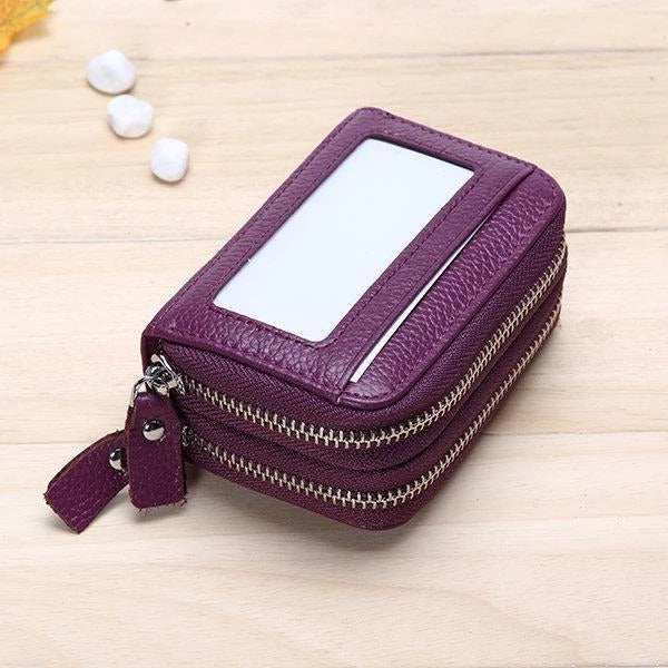 11 Card Slots RFID Genuine Leather Card Holder Purse