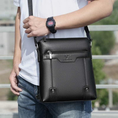 Small Leather Messenger Bag for Men Casual Business Handbag Crossbody Purse