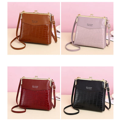 Faux Leather Kiss Lock Crossbody Purse (BUY 1 GET 1 FREE)