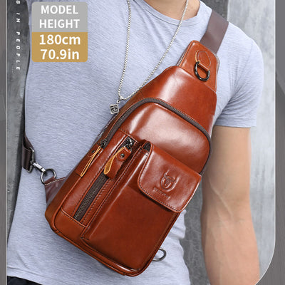 <Shipped within 24 hours> Genuine Leather Sling Chest Bag