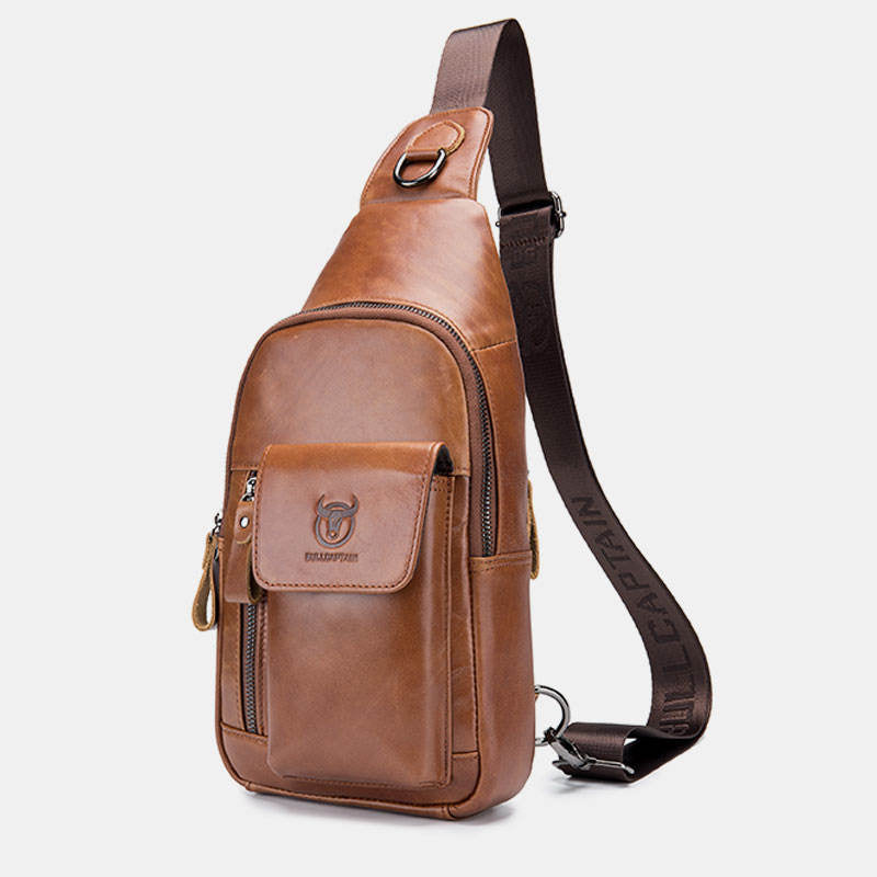 <Shipped within 24 hours> Genuine Leather Sling Chest Bag