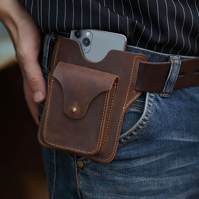 <Shipped within 24 hours> 7.2 Inch Leather Cell Phone Belt Bag