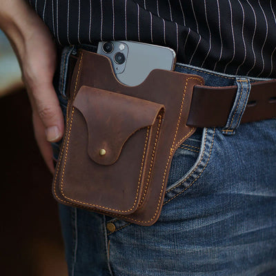 <Shipped within 24 hours> 7.2 Inch Leather Cell Phone Belt Bag