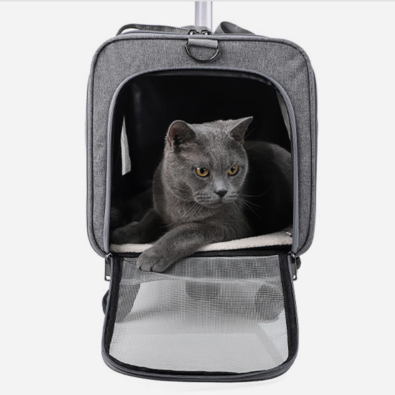 <Shipped within 24 hours> Rolling Pet Carrier Foldable Breathable Pull Rod Pet Bag