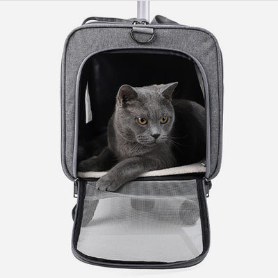 <Shipped within 24 hours> Rolling Pet Carrier Foldable Breathable Pull Rod Pet Bag