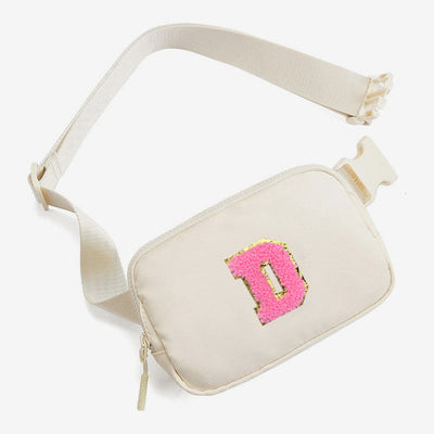 Fashion Initial Sling Bag Creamy White Purses Waist Bag for Women