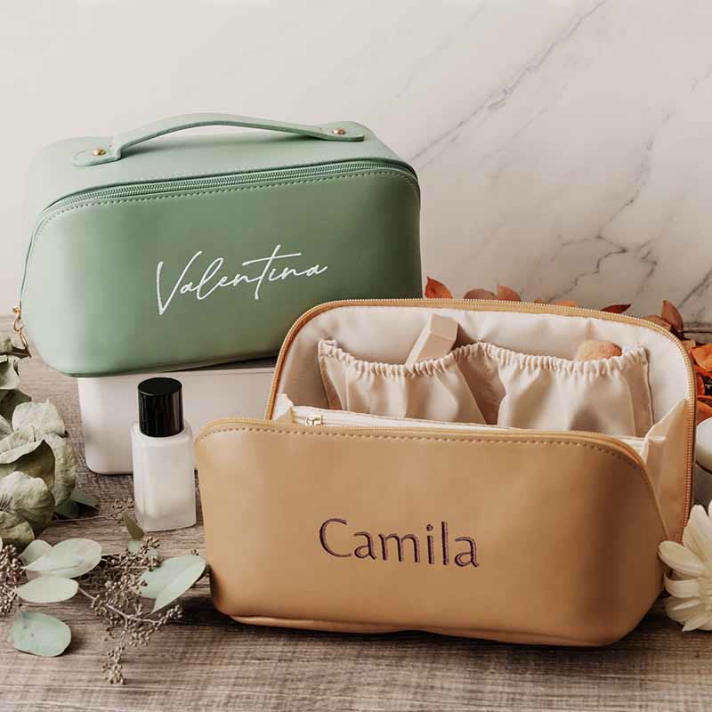 Custom Embroidery Cosmetic Bag for Women Portable Travel Makeup Bag