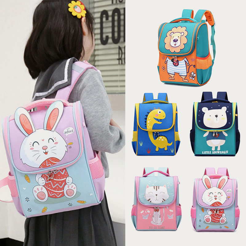 Cartoon Backpack For Kids Animal Printing Spine Protect Schoolbag