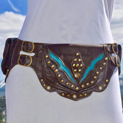 Waist Bag For Daily Retro Medieval Punk Leather Belt Bag