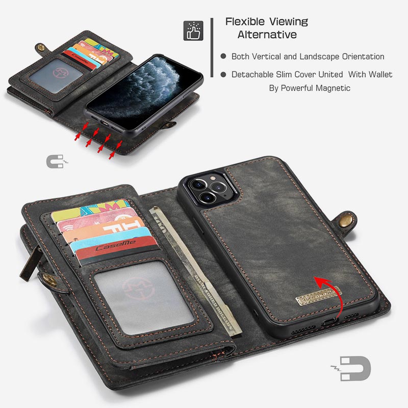 Retro Leather Wallet Phone Bag for iPhone with Multi-Slot