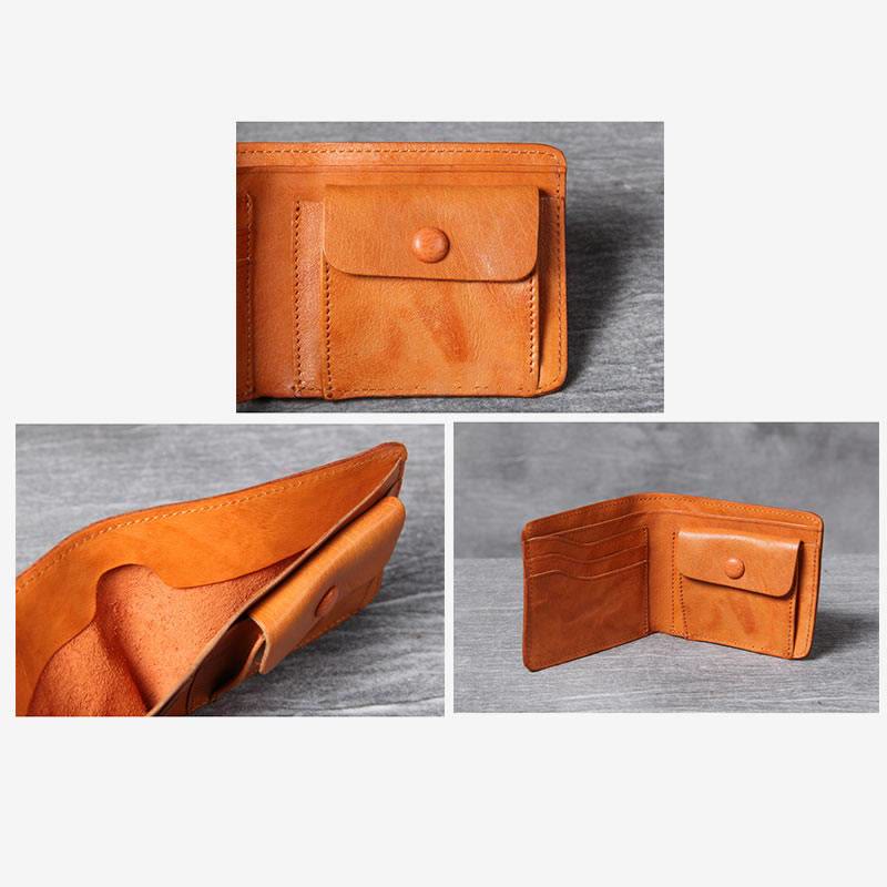 Retro Soft Bifold Wallet for Women Men Handmade Genuine Leather Wallet