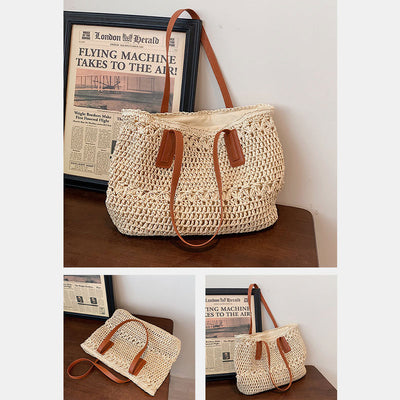 Lightweight Summer Beach Straw Woven Handbag Tote Sholder Bag