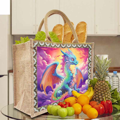 Pterosaur DIY Diamond Air Painting Tote Resuable Linen Shoulder Bag