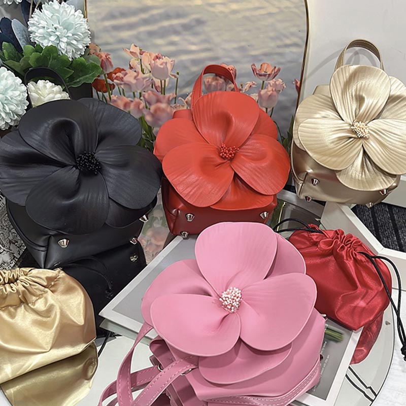 Petal Flower Handbag For Party Solid Color Evening Bag