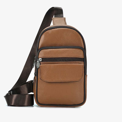 Genuine Leather Sling Bag Crossbody Chest Bag Men Outdoor Casual Travel Purses