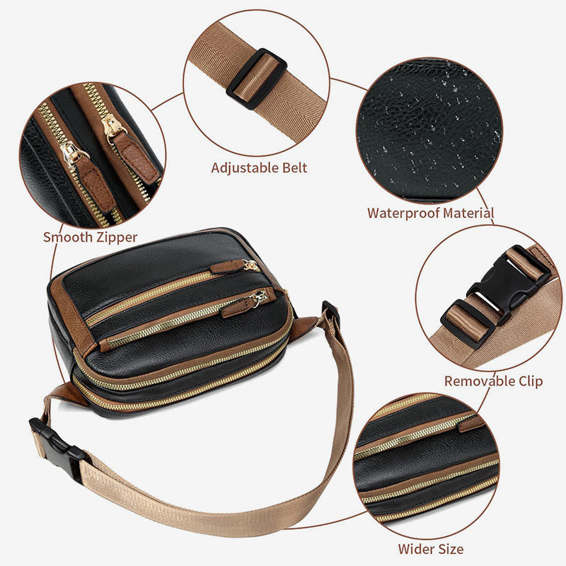 Multi-function PU Leather Belt Bag Waist Pack for Women Men