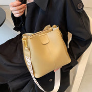 Vegan Leather Bucket Purse Wide Strap Crossbody Bag For Women