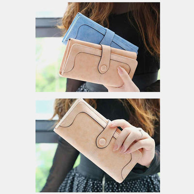 Long Wallet For Women Solid Color Multiple Slot Daily Purse