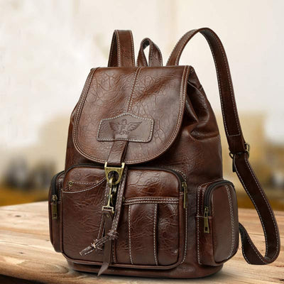 <Shipped within 24 hours> Vegan Leather Backpack Casual Daypack Purse