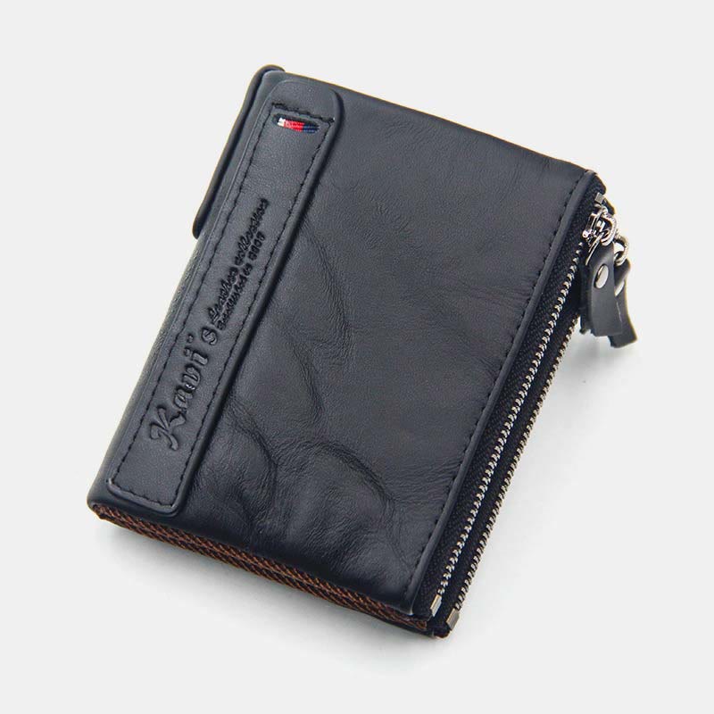 Vintage Genuine Leather RFID Wallet With Zipper Pocket