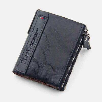 Vintage Genuine Leather RFID Wallet With Zipper Pocket