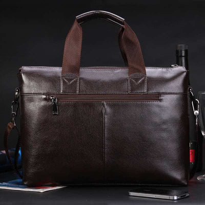 Mens Business Briefcase Laptop Shoulder Bag Leather Messenger Bag