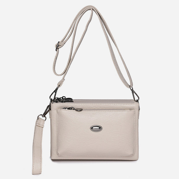 Plain Color Crossbody Bag For Women Vegan Leather Office Purse