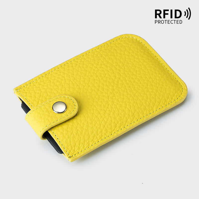 Pull-Out Card Hodler RFID Blocking Genuine Leather Short Purse Wallet