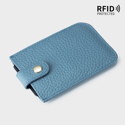 Pull-Out Card Hodler RFID Blocking Genuine Leather Short Purse Wallet