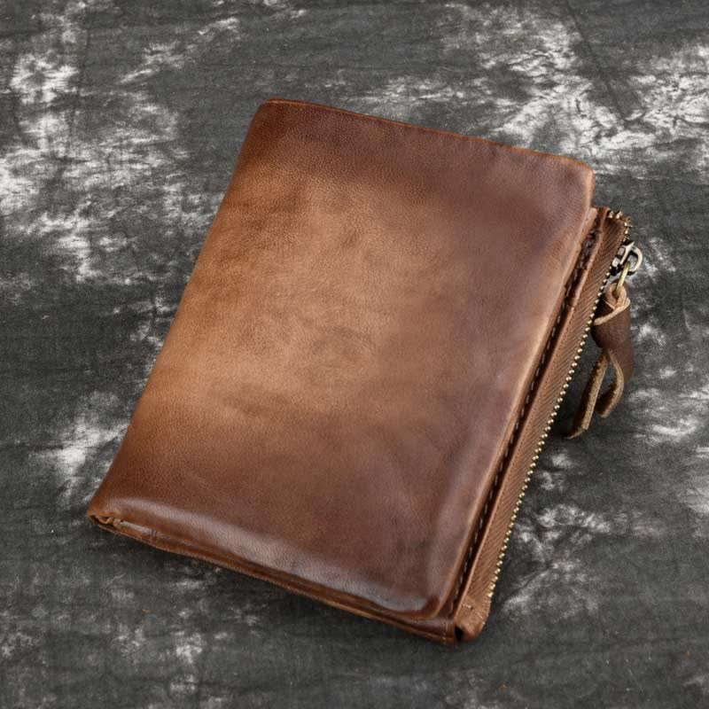 Retro Men's Brush Off Cowhide Leather Wallet Coin Purse Card Holder