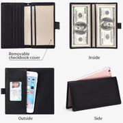Checkbook Wallet For Women Minimalist Genuine Leather Wrist Bag