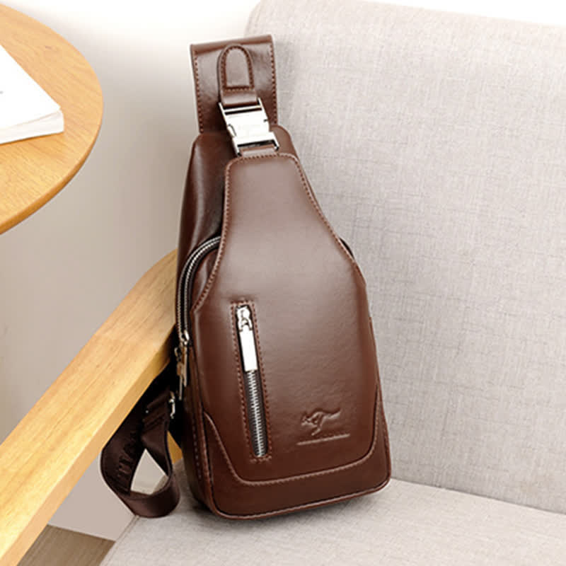 <Shipped within 24 hours> Anti-theft Double Compartment PU Leather Sling Bag