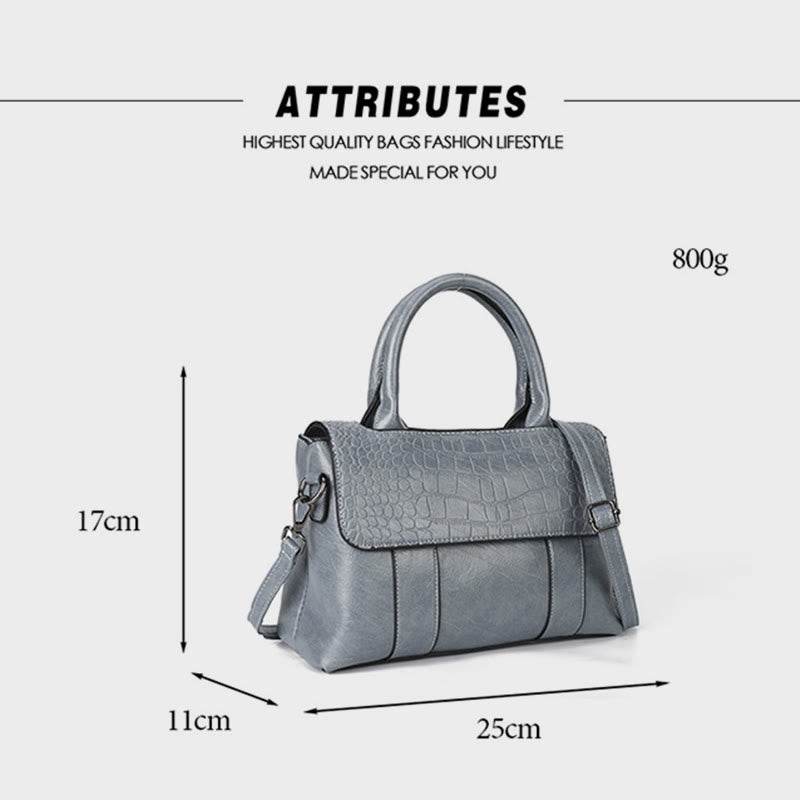 Top-Handle Bag For Women Crocodile Texture Simple Crossbody Bag