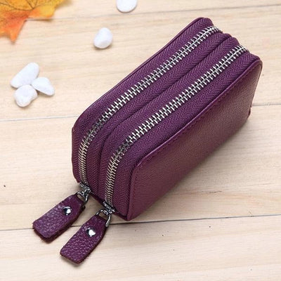 11 Card Slots RFID Genuine Leather Card Holder Purse