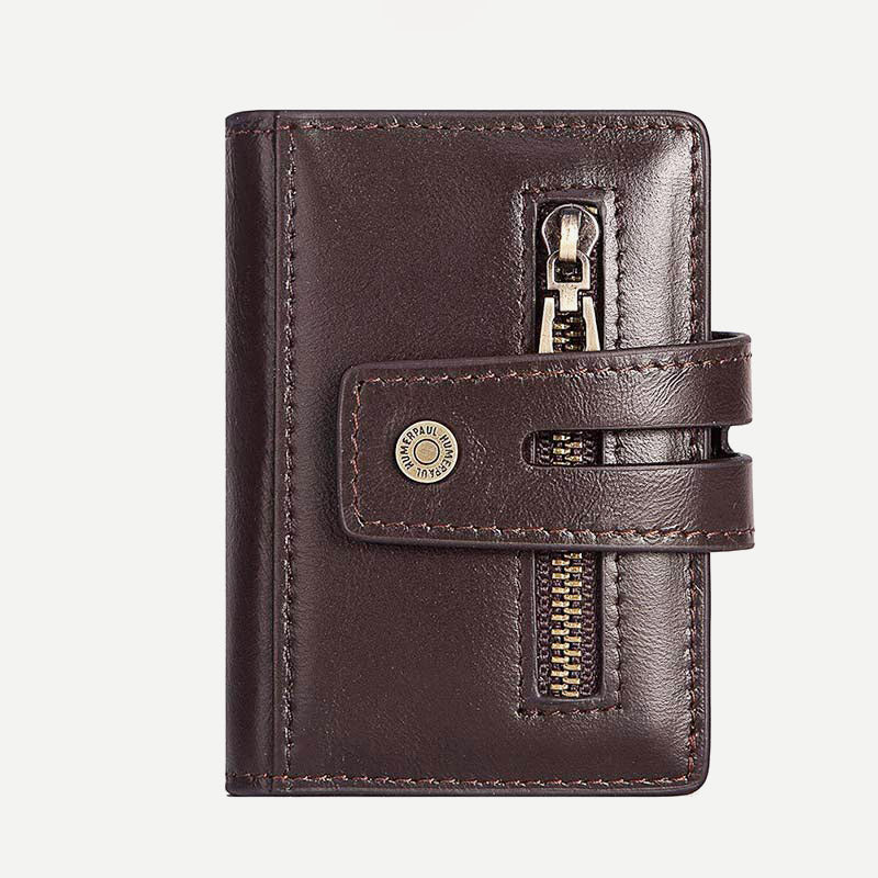 Genuine Leather Mens RFID Blocking Wallet Quick Access Card Holder