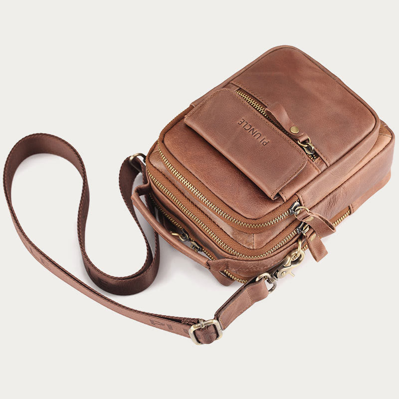 <Shipped within 24 hours> Men Business Portable Leather Crossbody Bag