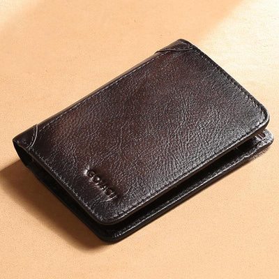 Genuine Leather RFID Multi-Card Bifold Wallet