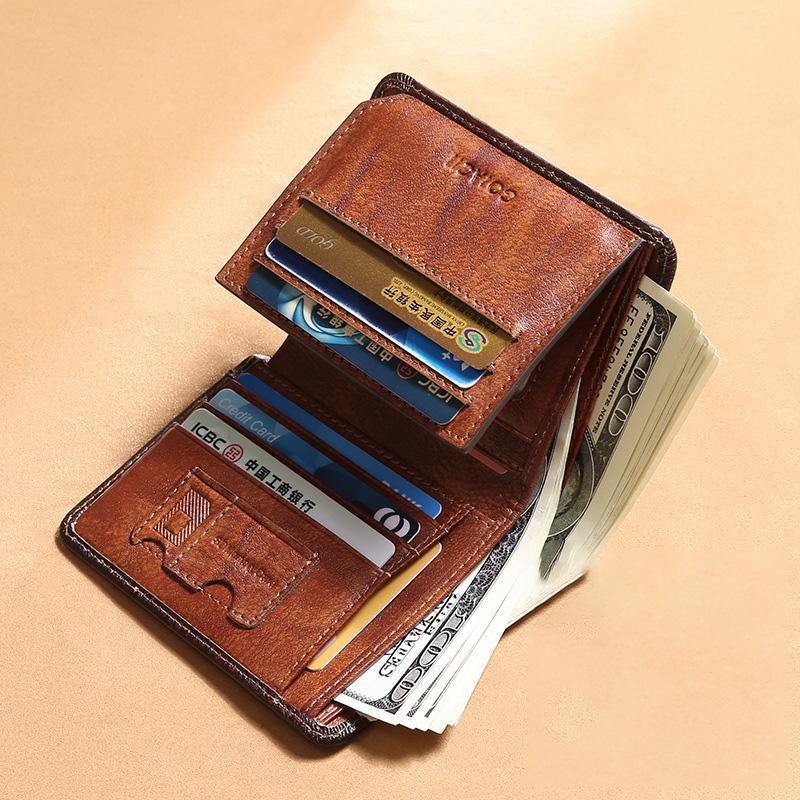 Genuine Leather RFID Multi-Card Bifold Wallet