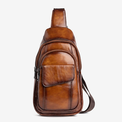 <Shipped within 24 hours> Genuine Leather Sling Backpack Shoulder Bag