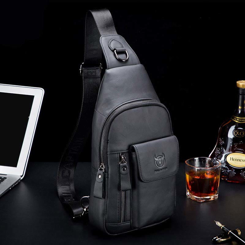 <Shipped within 24 hours> Genuine Leather Sling Chest Bag