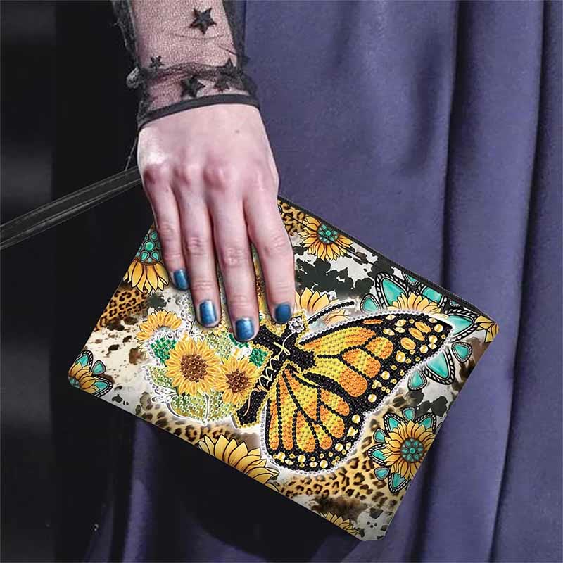 Butterfly and Sunflower Diamond Wristlet Clutch DIY Diamond Art Painting Purses