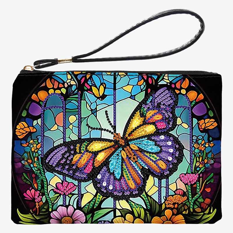 Diamond Coin Purse Zip Wallet DIY Butterfly Diamond Wristlet Bag