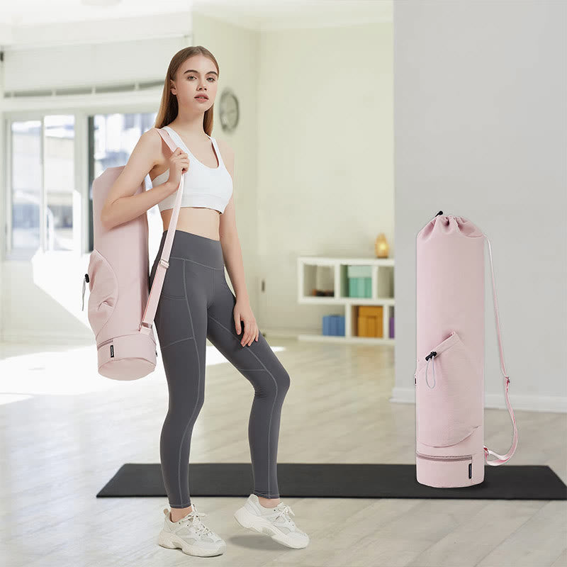 Large Capacity Yoga Mat Bag with Dry Wet Depart Pocket Bottle Holder