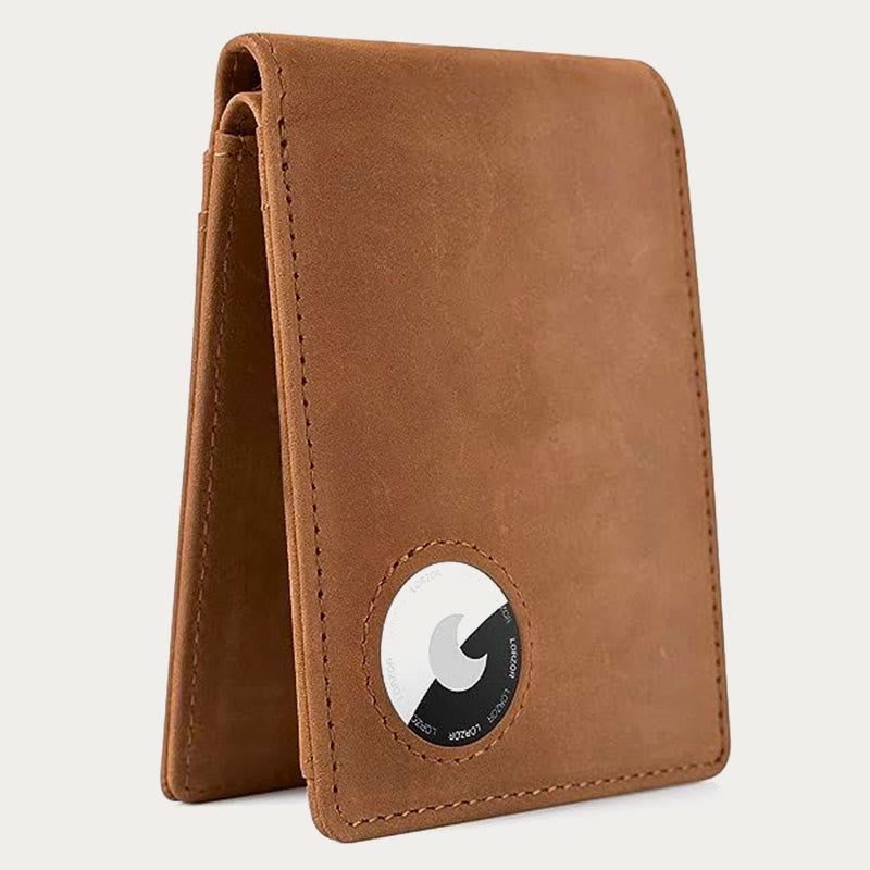 Airtag Bifold Wallet Ultra Thin Leather Money Clip