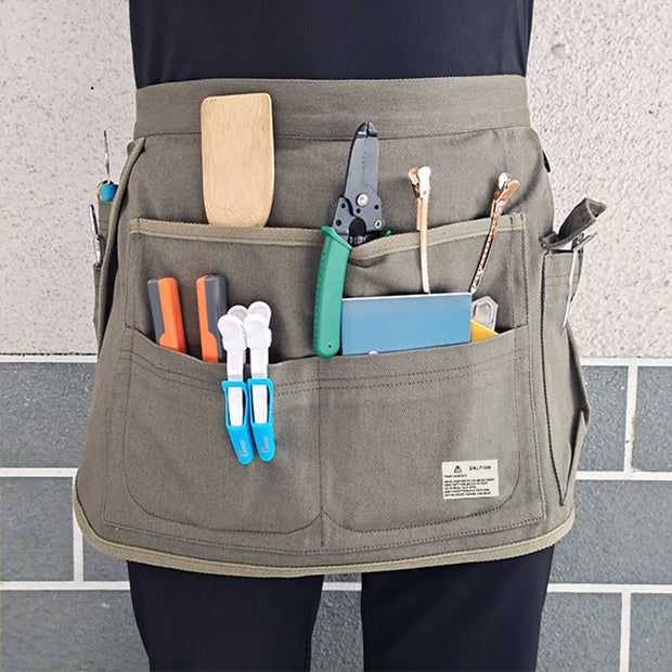 Women Men Multiple Pocket Short Apron Durable Canvas Tools Bag