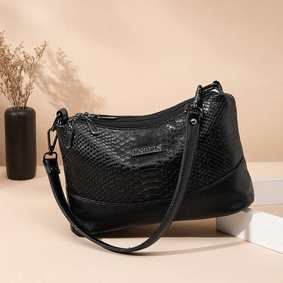 Triple Compartment Crossbody Bag for Women Vegan Leather Bucket Bag