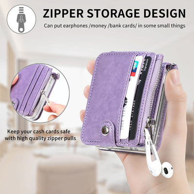 Phone Case For Z Flip3 PU Leather Crossbody Folding Wallet