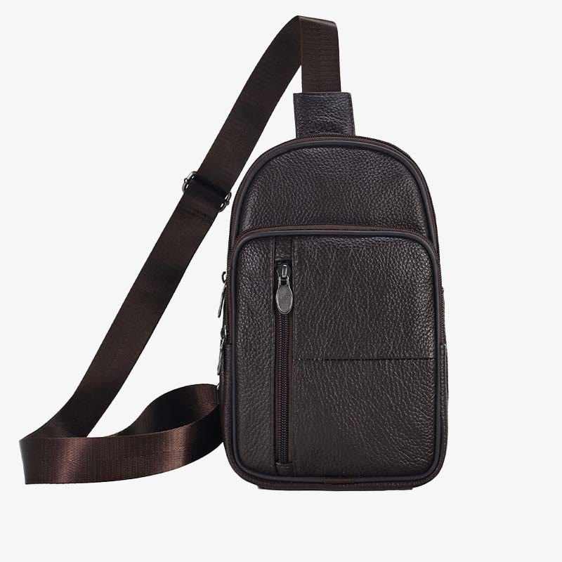 Genuine Leather Sling Bag Crossbody Chest Bag Men Outdoor Casual Travel Purses