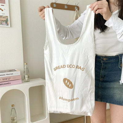 Foldable Shopping Paper Bag Cute Bread Pendant Storage Purse