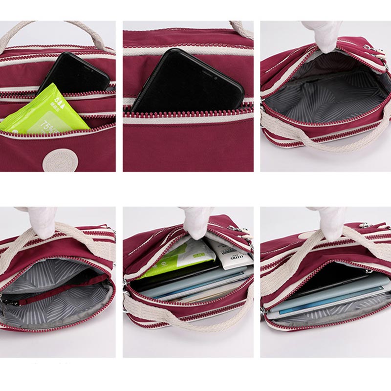 <Shipped within 24 hours> Multi-Pocket Nylon Purse Cross Body Bag